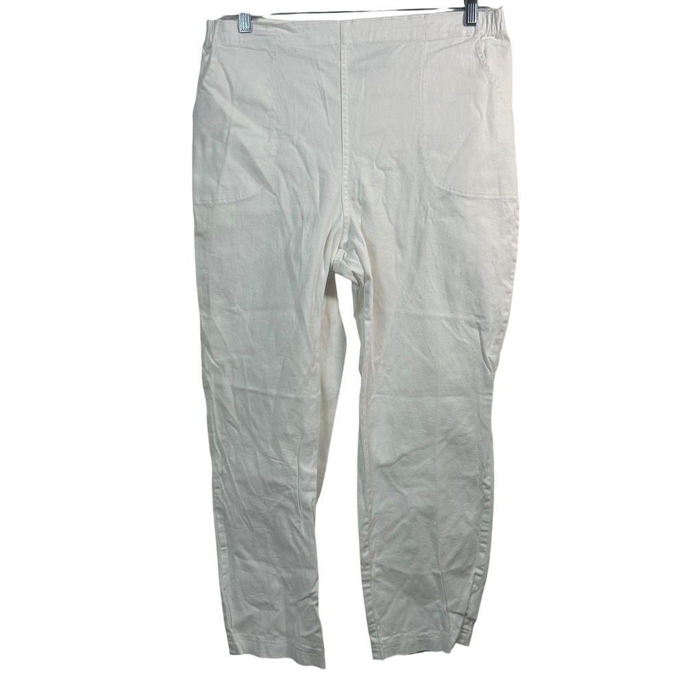 Croft & Barrow Womens XL Short White Stretch Cotton Pull On High Rise Pants